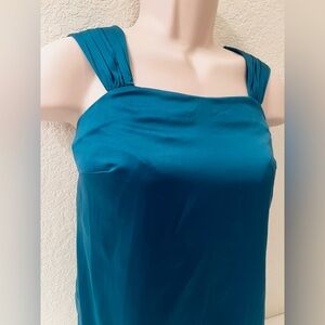 Satin Camisole M 33 inch Pit to Pit Ruched Wide Strap Teal The Limited brand